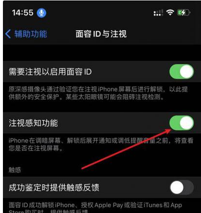 承德苹果14维修网点分享iPhone14注视感知功能有什么用 